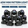 MINGJIE 2/4/6PCS Mini Faro LED Spot da 60W con 8 Motivi Gobo, Controllo DMX512, Attivazione Sonora, Modalità Master-Slave, Illuminazione da Palco con Spina EU per DJ, Discoteche, Bar, Matrimoni e Feste