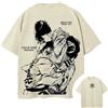 Bandai T-shirt Demon Slayer da uomo e da donna, lavata, Akaza Koyuki, estiva/primaverile, anime, retrò, effetto distressed, versatile, Y2K, a maniche corte