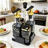 SIAZIH Set di barattoli in vetro per spezie e dispenser per olio, coperchio sigillato a tenuta stagna, 360 ° Set Combinato per Conservazione Condimenti con Foro di Scarico, per Cucina e Pasticceria