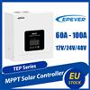 EPever Regolatore di Carica Solare MPPT EPEVER 80A 100A 12V 24V 48V DC Auto Riconoscimento Litio Senza Batteria Ingresso Pannello Fotovoltaico 150V 200V Serie TEP
