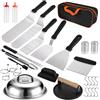 Vacclo Set di 29 Utensili per Barbecue in Acciaio Inox, Spatola con Manico Antiscivolo, Kit di Accessori Versatili per Cucina Indoor e Outdoor