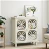 Svintora Credenza vintage color crema, mobile multifunzionale che può essere utilizzato come comodino, armadietto e guardaroba. Dotato di ripiani regolabili, perfetto per cucine, soggiorni, ingressi, bagni e