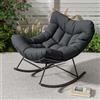 HiMISS Sedia a dondolo Papasan da esterno, poltrona lounge oversize con struttura in metallo, sedia a dondolo a forma di uovo in rattan per balcone, giardino, veranda, camera da letto