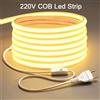 Mikenoon Striscia LED COB 220V ad Alta Luminosità con Interruttore ON-OFF, Nastro LED COB per Illuminazione Sottopensile in Casa e Cucina