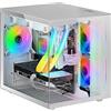 Mars Gaming MC-VIEW, Case Mini Tower Gaming Micro-ATX, Vetro Temperato a 90° Senza Cornice, Struttura Modulare a Doppia Camera, Supporto Completo per il Raffreddamento a Liquido, Bianco