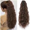 XFSRG 50cm Extension Coda di Cavallo con Clip Finta Riccia Pinza Coda Capelli Extension con Pinza Effetto Mosso Lungo Voluminoso per Donna Acconciatura Quotidiana e Festa (Marrone Scuro)