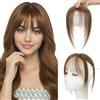 SEGO Pro Frangia Clip Capelli Veri #4 Marrone Medio Frangetta Leggera Handmade Silk Base Extension Umani Naturale Topper Human Hair (9g)