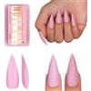 NOVO OVO Pure Color Sharp Stiletto Pointed Medium Long Nail Tips Press on Rosa, Extra Spesso, Morbido Gel Acrilico Estensione Completa Copertura Unghie False per Salon DIY 16 Misure 224 Pezzi