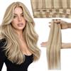 Moresoo Extension Capelli Umani Trama a Farfalla #P16/22 Biondo 50g 55cm | Fusione Delicata, Integrazione Discreta, Volume Progressivo, Facile Manutenzione, Fissaggio Delicato