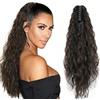 XFSRG 50cm Extension Coda di Cavallo con Clip Finta Riccia Pinza Coda Capelli Extension con Pinza Effetto Mosso Lungo Voluminoso per Donna Acconciatura Quotidiana e Festa (Marrone Chiaro)