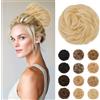 Rich Choices Chignon Capelli Veri Chignon Finto per Capelli Elastico Posticci Ricci Naturale Messy Hair Bun Extension, 45g #60 Biondo Platino