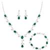 Clearine Zirconia gioielli per donne spose scintillanti goccia marquise pietra portafortuna collana orecchini bracciale per ballo di fine anno