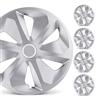 SUVOO Set 4 Copricerchi Auto Universali in ABS, Coppe Ruota per Cerchi in Acciaio con Anello Metallico di Fissaggio, Nero/Argento, Installazione Rapida (14.0, Pollici, ROCO RING)