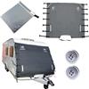 CDIYTOOL Copertura anteriore universale per rimorchio caravan con luci LED e strisce riflettenti, protezione solare impermeabile per sole/calore/gelo/ghiaccio/neve