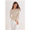 ESSE Maglia manica lunga in Cashmere con collo a barchetta LATTE