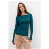 ESSE Maglia manica lunga in Cashmere con collo a barchetta VERDE PINO