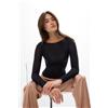ESSE Maglia manica lunga in Cashmere con collo a barchetta NERO