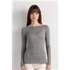 ESSE Maglia manica lunga in Cashmere con collo a barchetta GRIGIO