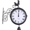 SHZICMY Orologio da parete vintage retrò per stazione ferroviaria, doppio lato in ferro battuto, funzionamento a batteria, 1,8 x 3,5 x 14,56 pollici, colore: Nero