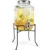 Jocca, Dispenser per Bevande in Vetro con Supporto Metallico, Serbatoio dell'acqua, Tappo a vite, Bevande Varie, Acqua, Succhi, Ghiaccio, Frutta, Cocktails, Infusi, 4 Litri