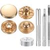 QUARKZMAN 24Set Bottoni Automatici a Pressione in Pelle, 15mm Dia 2.76 Lungo in Ottone con 4 Strumenti Installazione Inclusi Metallo da Cucire per Borse Cappotti Barche Tela, Oro