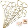 Psiokimi 40 Pezzi Porta Segnaposto Floreali, Dorati Segnaposto in Filo Metallico Floreale, 30 cm Clip Numero Tavolo Memo Clip in Metallo per Carte e Foto su Torte e Bouquet