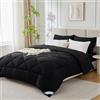 WAVVE Piumino una Piazza e Mezza Invernale 200x200 cm 450 gr/mq - Piumone Caldo da Letto 120x190, Trapunta 200 x 200 cm in Microfibra Sintetica, Nero