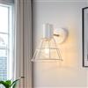 WOKNOS Lampada da Parete Bianco e Oro,1 Pezzi Applique, Lampada da Parete Vintage in Metallo con Struttura a Gabbia per Soggiorno e Camera da Letto, Attacco E27 (Lampadina non Inclusa)