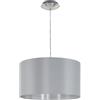 Eglo lampada a sospensione Maserlo, 1 fiamma, lampada tessile | a sospensione, lampada a sospensione in acciaio e tessuto, colore: nichel opaco, grigio, argento, portalampada: E27, Ø: 38 cm