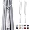 Pretty Jolly Set di 2 fermatenda in corda intrecciata a mano con frange lunghe in stile europeo, per decorare finestre di casa e ufficio, colore: grigio argento