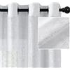 TERLYTEX - Tende trasparenti per salotto, bianco e argento, lamina argento metallizzato, 244 cm di lunghezza, 2 pannelli con occhielli, 132 x 244 cm, bianco / argento