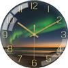 VIKMARI Orologio da Parete Aurora Verde 10 Pollici/25CM - Orologio Aurora Cielo Notturno Silenzioso Alimentato a Batteria, Decorativo per Soggiorno/Cucina/Camera da Letto/Bagno/Ufficio