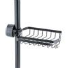 YoHyien Mensola Doccia senza Foratura in Acciaio Inox, Porta Sapone, Shampoo e Bagnoschiuma per Asta Doccia 22-32 mm, Organizer per Spugne da Cucina e Rubinetto, con Barra Porta Asciugamani (Nero)