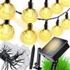 Retoo Catena luminosa solare per esterni, 10 m, bianco caldo, 100 LED, 3 | Sfere di cristallo, alimentazione solare, IP44, angolo di diffusione di 320°, per giardino, balcone, terrazza