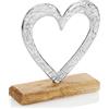 com-four® Supporto decorativo a forma di cuore, Cuore di metallo su base | Cuore decorativo in metallo da appoggiare - Decorazione a forma di cuore da regalare