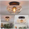 hofstein Lampada da soffitto HOFSTEIN Mertola, lampada a 1 luce in metallo/vetro nero/ambra/trasparente, dal design retrò/vintage (paralume Ø 30 cm), E27, sala pranzo, soggiorno, cucina, corridoio