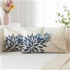 Artscope 2 Pezzi Dalia Floreale Blu Scuro Bianco Federe Cuscini Geometrico 30x50cm, Primavera Cuscino Boemia Fiori Decorativo in Lino per la Decorazione Domestica Soggiorno Camera da Letto Divano