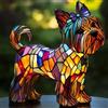 JHNGYJY Dog Series Art Night Light, Lampada da Tavolo LED Resina Tema Cani, Luce Notturna 3D Stile Vetro Vintage, Decorazione Casa Soggiorno Camera, Regalo per Proprietari di Cani, Yorkshire Terrier A
