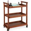 VISWIN 93 cm H art Cart Storage Organizer 3-Tier, Carrello Multiuso Rotante in Legno di Faggio Massiccio con Ruote Piroettanti, Carrello Multifunzionale per Lo Studio, l'Aula e la Cucina