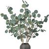 SHEPIN 4 rami decorativi di eucalipto artificiali, 90 cm | per vaso da pavimento, verde salvia, eucalipto artificiale, foglie verdi, decorazione per comunione, battesimo, casa