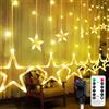 ARKOCHIC Luci per tende a stella, luci di Natale con 8 modalità lampeggianti, 138 LED 12 stelle 6,6 FT impermeabili LED bianco caldo lucine per interni esterni camera da Christmas lights