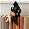 Generic Statua gotica della regina in resina, elegante scultura seduta, decorazione 3D spettrale per libreria, giardino, decorazioni per la casa