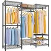 VIPEK V5 Armadio portatile per armadio resistente, appendiabiti autoportante in metallo, con 4 aste per appendere e 8 ripiani, rack regolabile per armadio, 144 cm di lunghezza x 15,7 cm di larghezza x