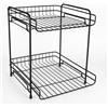 Cozary Portaspezie per Cucina, Scaffale a 2 Ripiani in Acciaio - Organizzatore da Banco con Design Aereato, Salvaspazio per Cucina, Ufficio e Bagno (30x29.5x25cm, Nero)