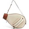 rockible Tennis Borsa Spalla Borsa Racchette Custodia Tracolla Zaino Monospalla in Pelle Sintetica Elegante con Design Retrò E Scomparto Principale Dedicato, Bianco+Marrone