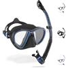 Cressi Quantum + Itaca Ultra Dry Combo - Combo Set Snorkeling, Nero/Blu, Taglia Unica, Unisex Adulti