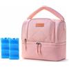 SZLIFE Borsa Termica Isolante per Latte e, Ideale per Tiralatte e Genitori in Movimento, Rosa + Impacco di Ghiaccio Blu