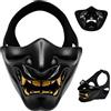 Whyzsjnclg Maschera malvagia mezza faccia Demone Maschera protettiva viso inferiore TPU dorato per Airsoft CS Gioco Festa di Halloween, Nero