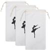 FONDOTIN Ballet Shoe Carrying Bags, 3 Pezzi, Bianco, Cotone, Sacchetto per Scarpe da Ballo con Coulisse Doppia 13x27 cm, per Bambine e Danza