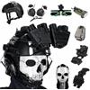 Generic Kit Casco Tattico Fast 8-in-1 con NVG Finto Verde e Maschera Teschio | Vestibilità Regolabile, Cuffie Comunicazione, Supporto Frontale, Luce Segnaletica, Sacca Contrappeso for Airsoft e Training